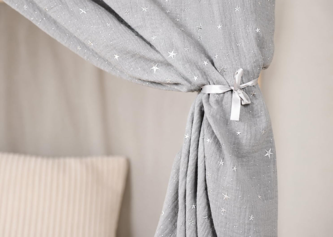 YellowNest Hausbett Himmel (2er Pack) - 100% Baumwolle - Betthimmel Hausbett aus Musselin (2er Pack)