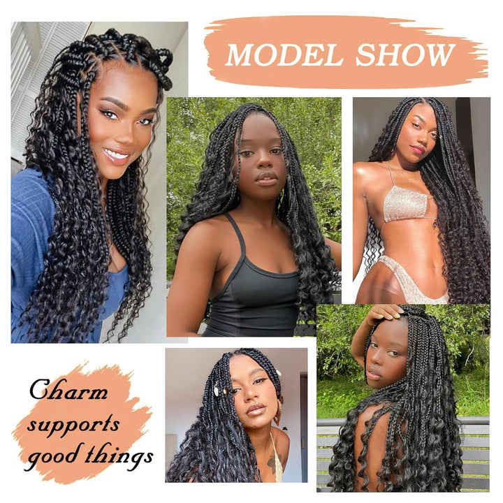 Herkeymidy Ocean Wave Crochet Hair 6 Packs 22 Inch Deep Wave Wavy Braiding Hair Crochet Synthetic Br