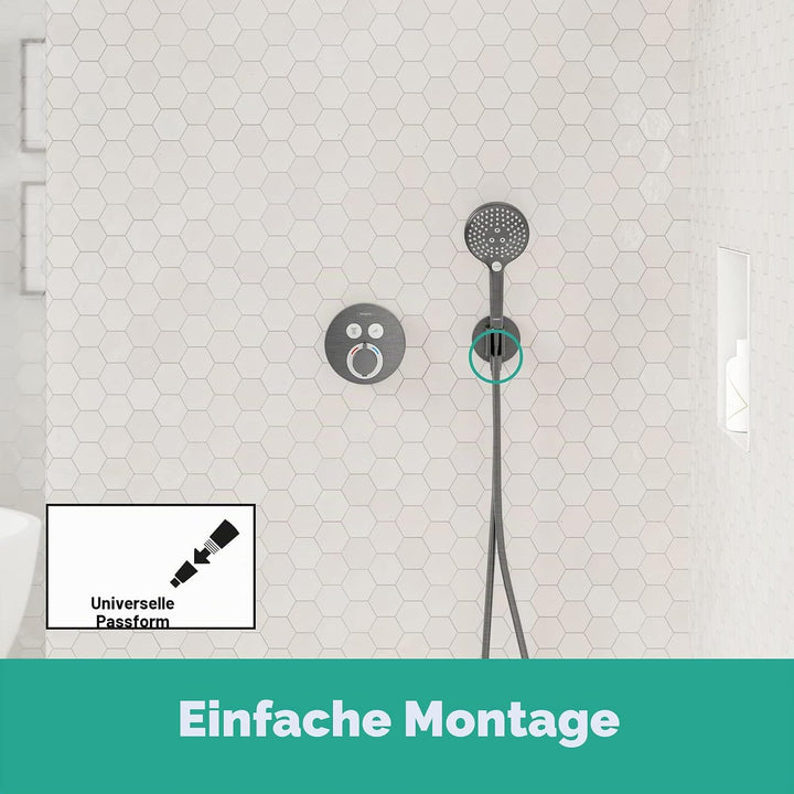 hansgrohe Wandanschluss mit Duschkopfhalterung FixFit S, Brushed Black Chrome, Brushed Black Chrome
