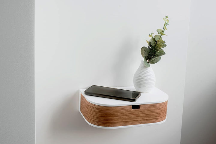 Valiai Schweberegal mit Schublade – Hängendes Wandregal Holz – Hängende kleine Wandregale mit Schubl