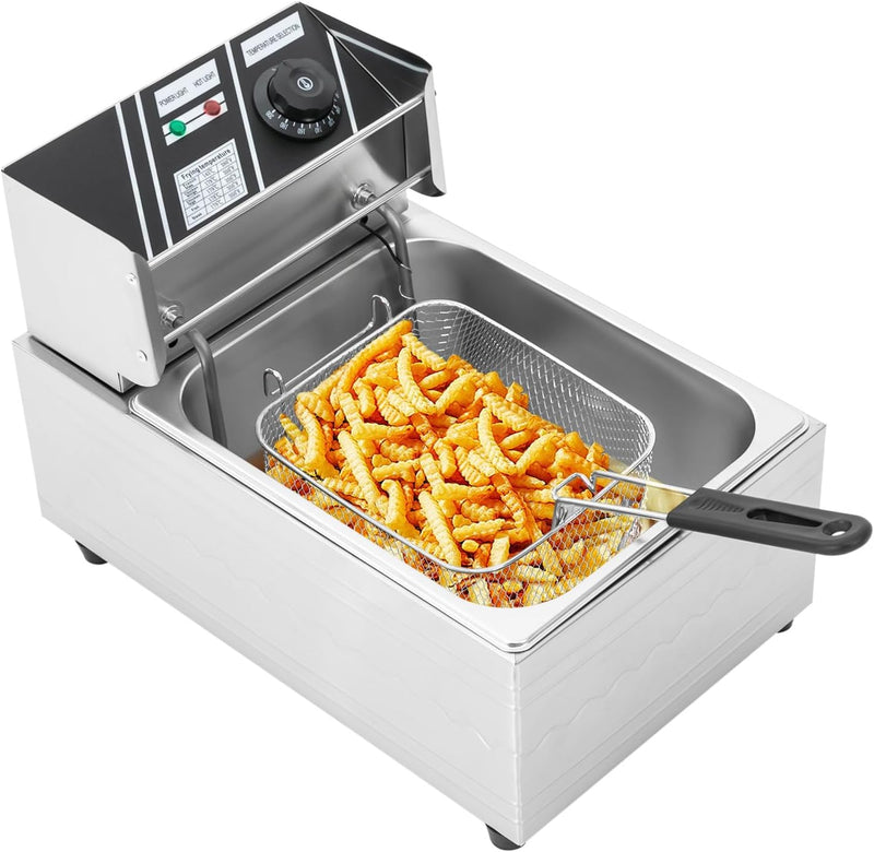6L 2500W ÖL-Friteuse Friteuse Edelstahl Profi KüChe Kaltzonen Fritteuse FritöSe Elektrische Fritteus