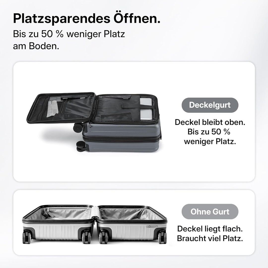 Koffer Expandierbar – Hartschalen-Trolley mit Oberseiten-Öffnung, Kompressionsgurt & extra Stauraum