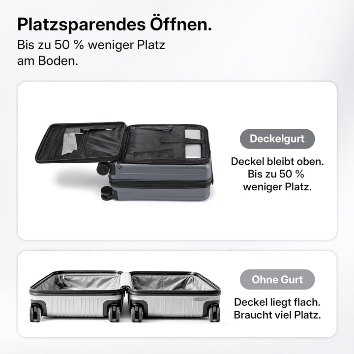 Koffer Expandierbar – Hartschalen-Trolley mit Oberseiten-Öffnung, Kompressionsgurt & extra Stauraum