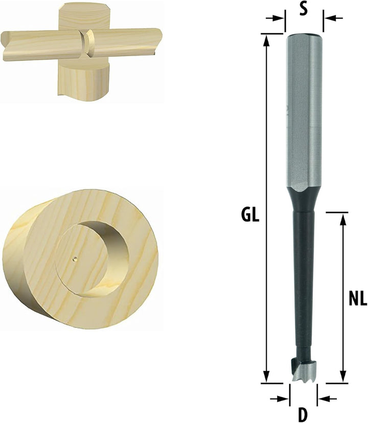 ENT 40410 Multi-Spur-Bit metrisch - Durchmesser (D) 10 mm, NL 60 mm, GL 120 mm, S 12,7 mm mit 3 Fläc
