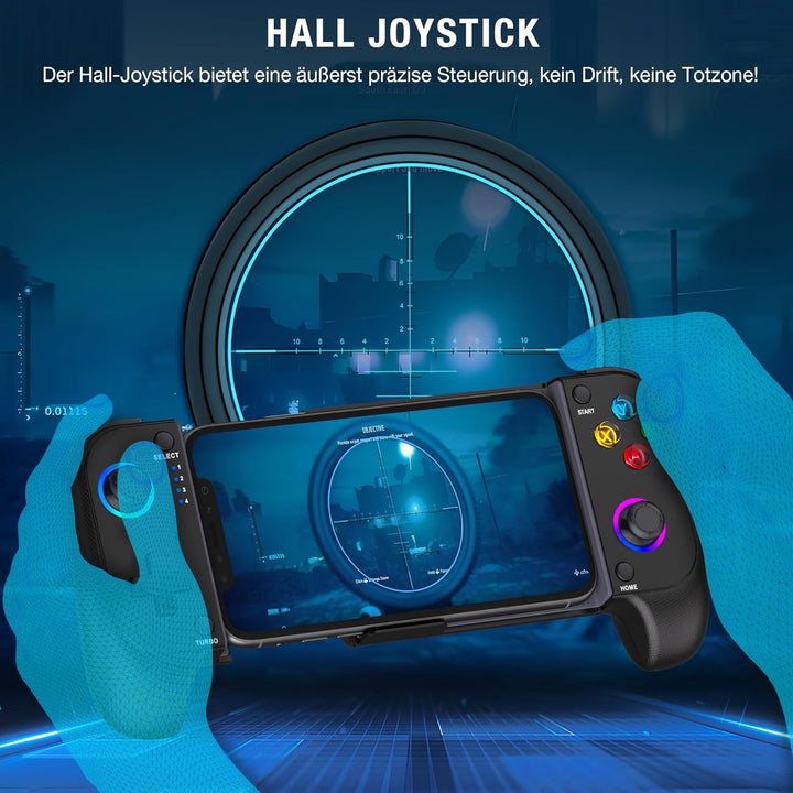 HASACOOL Handy Controller für iPhone, Smartphone Controller für Android mit Hall Effect Joystick, Bl