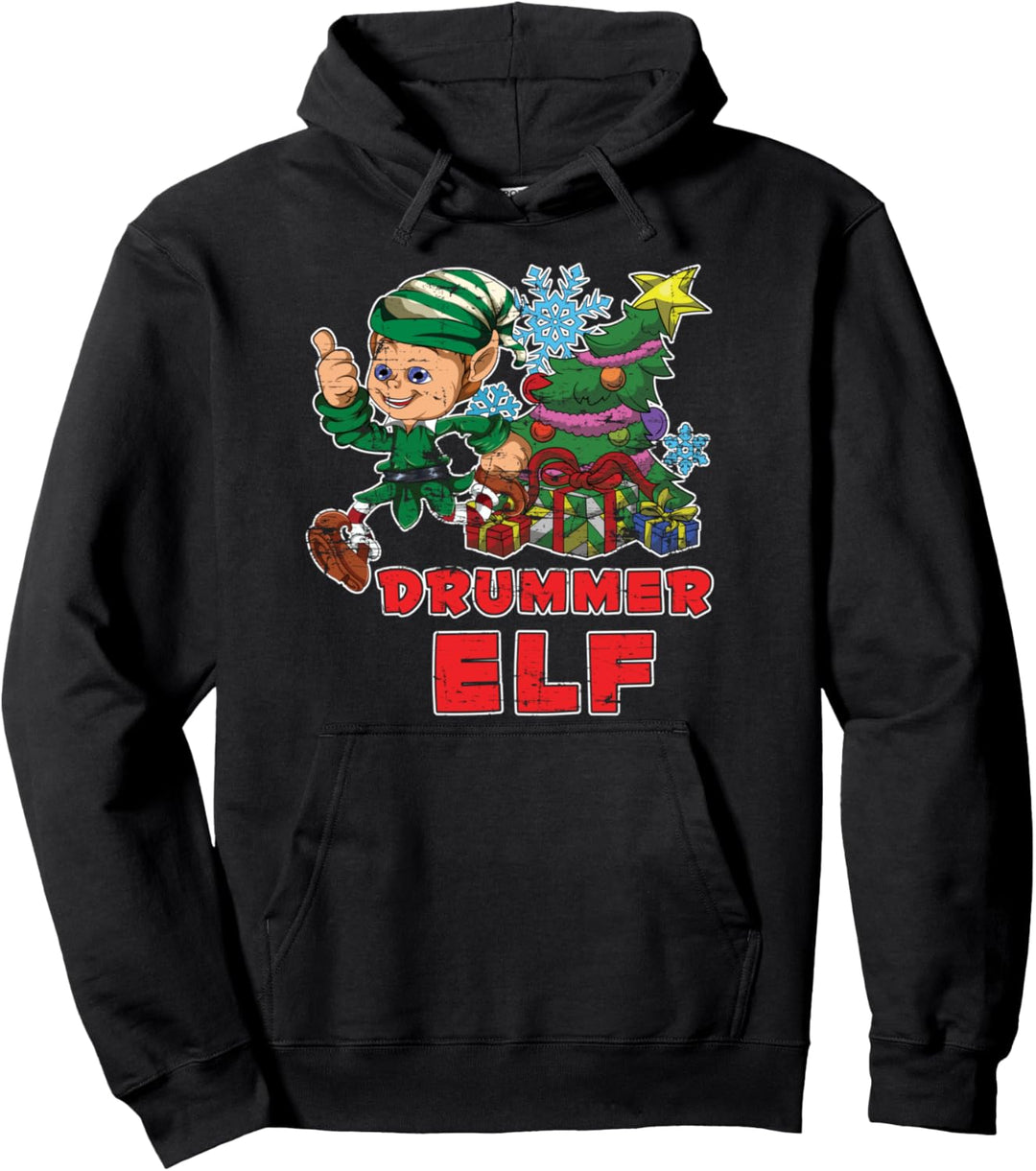 Schlagzeug Pajama Outfit Geschenk Drummer Weihnachtself Pullover Hoodie