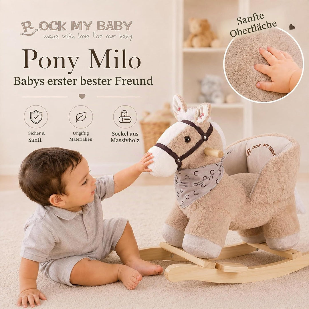 Plüsch Rocking Horse -Schaukelpferd Schaukeltier Schaukelspielzeug，TIC、CPC Zertifizierung Karamell,