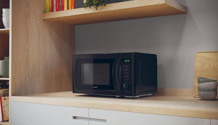 Candy Idea CMGA20SDLB Mikrowelle mit Grill, 20 l, 700 W-1050 W, 5 Leistungsstufen, 8 automatische Pr