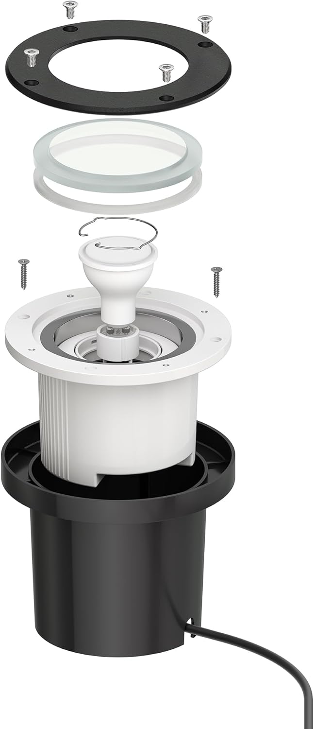 ledscom.de 2 Stück Bodeneinbauleuchte BOFU für aussen, IP67, schwenkbar, edelstahl, rund, 150mm Ø, 1