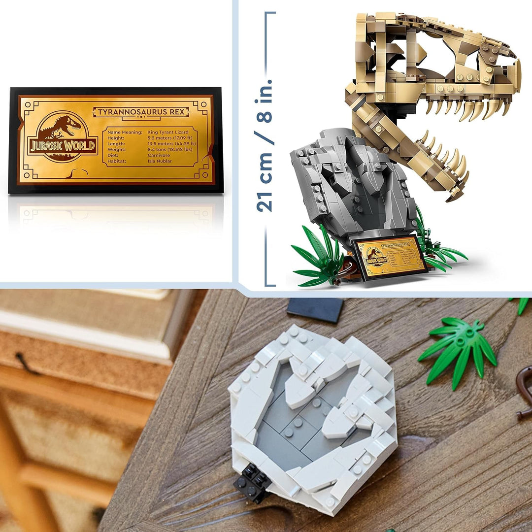 Lego Jurassic World Dinosaurier-Fossilien: T.-rex-Kopf, Dinosaurier-Spielzeug zum Bauen, Dino-Deko f