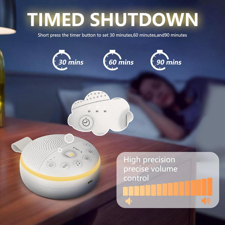 White Noise Machine Baby, USB Aufladbar Einschlafhilfe Babys, Weisses Rauschen Sound Machine mit 21