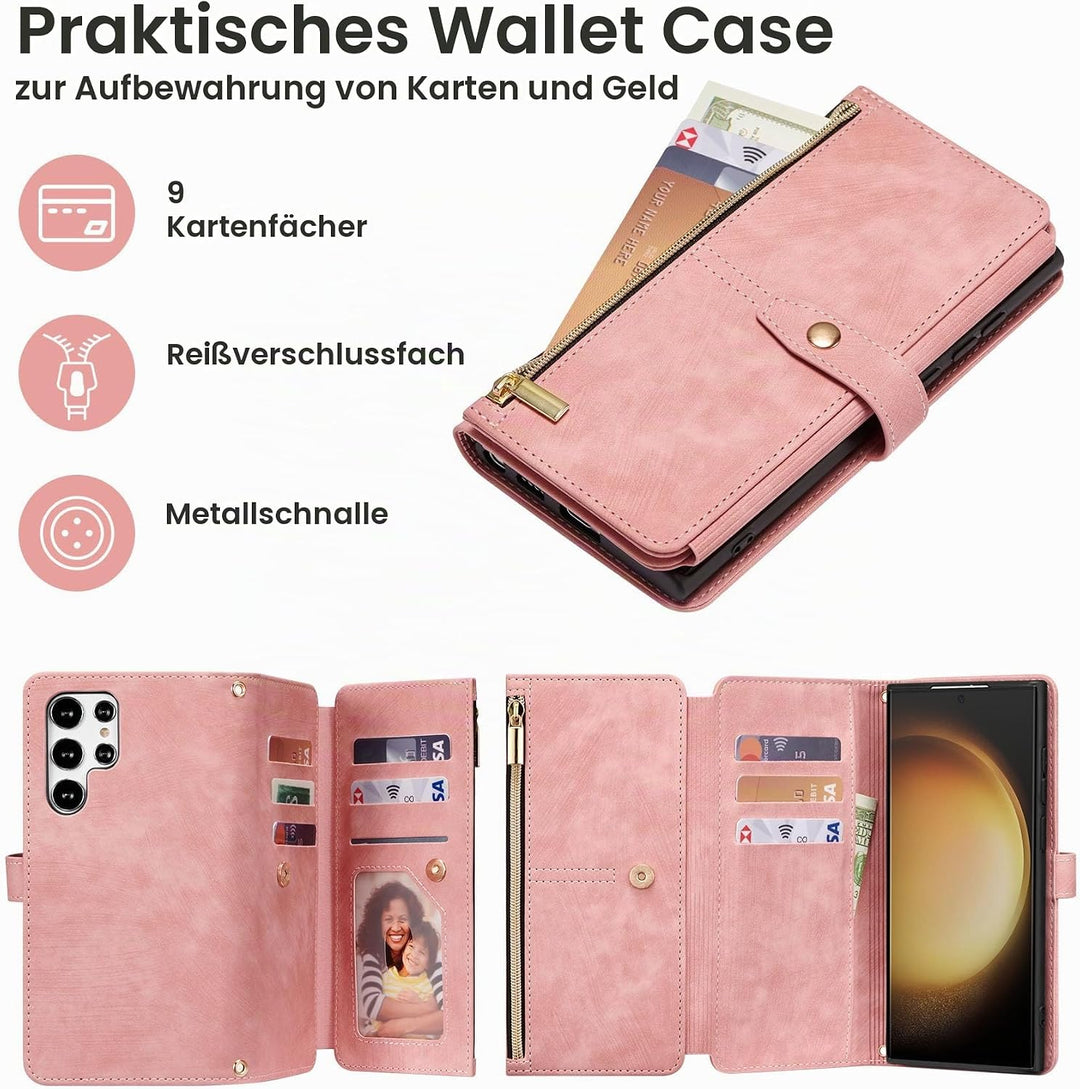 ZCDAYE Hülle für Samsung Galaxy S22 Ultra mit Band Handykette, Leder Samsung S22 Ultra Handyhülle Ha