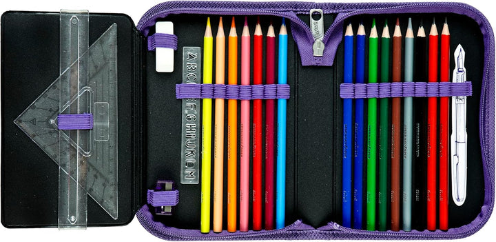 Scooli - Gefülltes Schüleretui Monster High - Federmäppchen mit hochwertigen Stiften & Zubehör - Ide