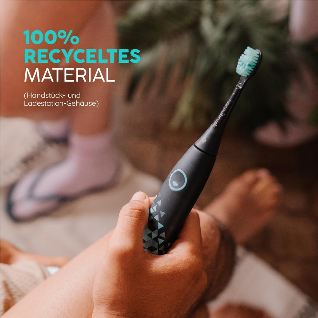 happybrush® Elektrische Schall-Zahnbürste Eco VIBE 3 im Doppelpack - Nachhaltige Zahnbürste mit 6 Wo