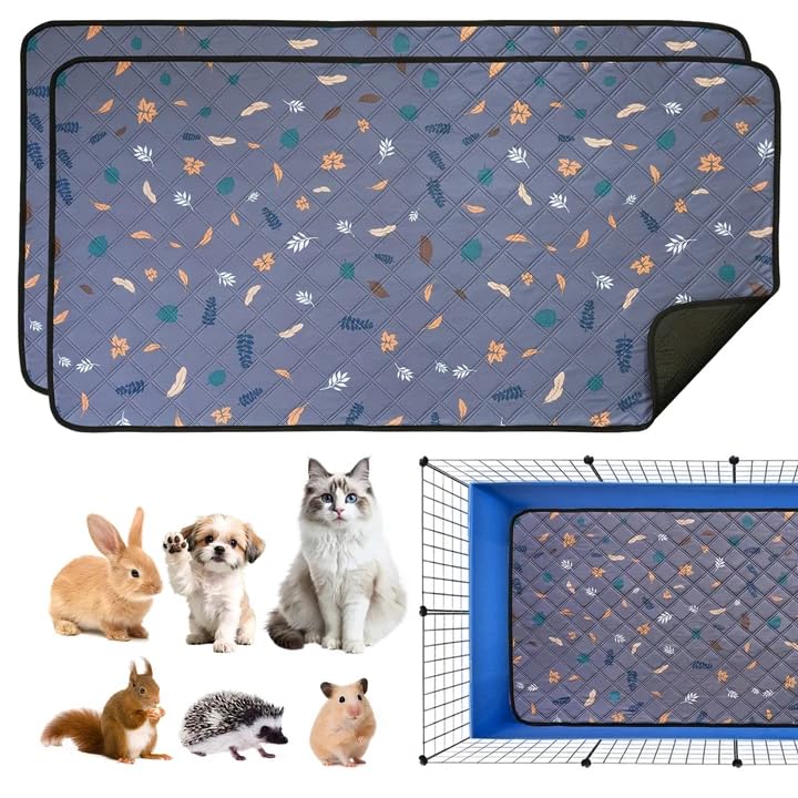 2 Pack Waschbare PIPI Pads für Kaninchen: 120 x 61cm Wiederverwendbare PIPI Matten, rutschfest Wasch