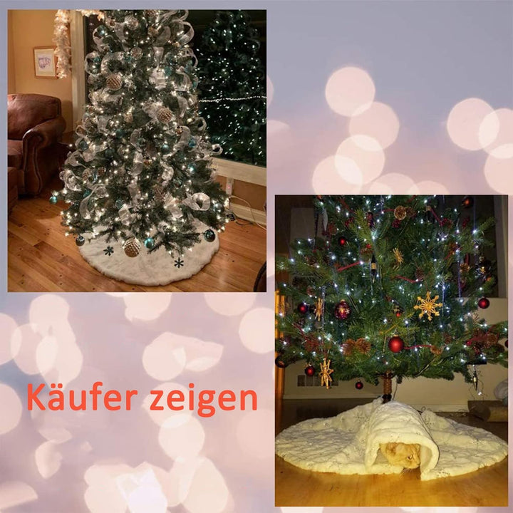 Lafunda 120cm Weihnachtsbaum Decke giltzer Plüsch Baumdecke Rund Weihnachtsbaum Rock mit Pailletten
