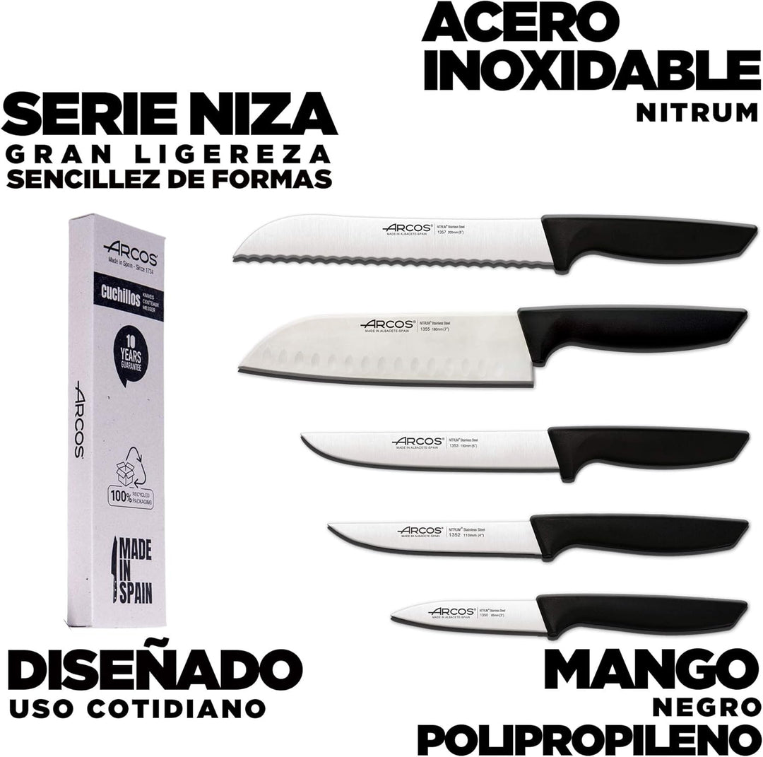 Arcos Professionelles Küchenmesser-Set | Professionelle Küchenmesser | Edelstahlmesser mit schwarzem