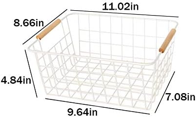 ZRAZ Kitchen Wire Baskets Farmhouse Decor Metal Food Storage Organizer,Household Refrigerator Bin wi