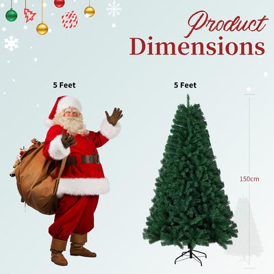 Weihnachtsbaum, 5FT/150CM, 500 Pointed Solid Metal Folding Künstlicher Weihnachtsbaum Mit Massivem M