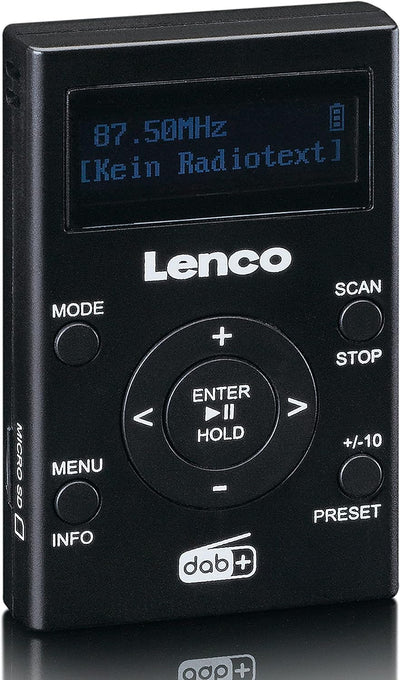 Lenco PDR-011BK DAB+/FM-Taschenradio mit MP3-Player