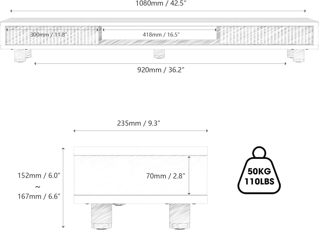 Fenge Dual Monitorständer 108cm Grosser Bildschirmständer mit 2 Glas-Schiebetür Höhenverstellbarer M