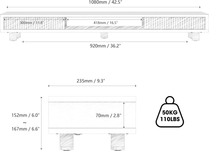 Fenge Dual Monitorständer 108cm Grosser Bildschirmständer mit 2 Glas-Schiebetür Höhenverstellbarer M
