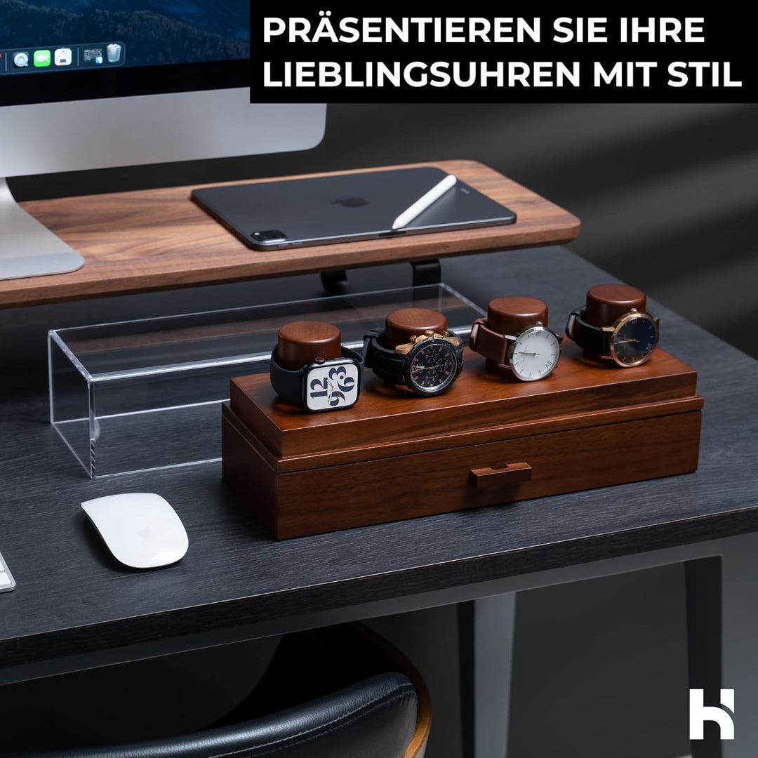 Uhrenvitrine Uhrenständer - Weihnachtsgeschenke für Männer, Papa, Ehemann - Holz Herrenuhrenkasten U