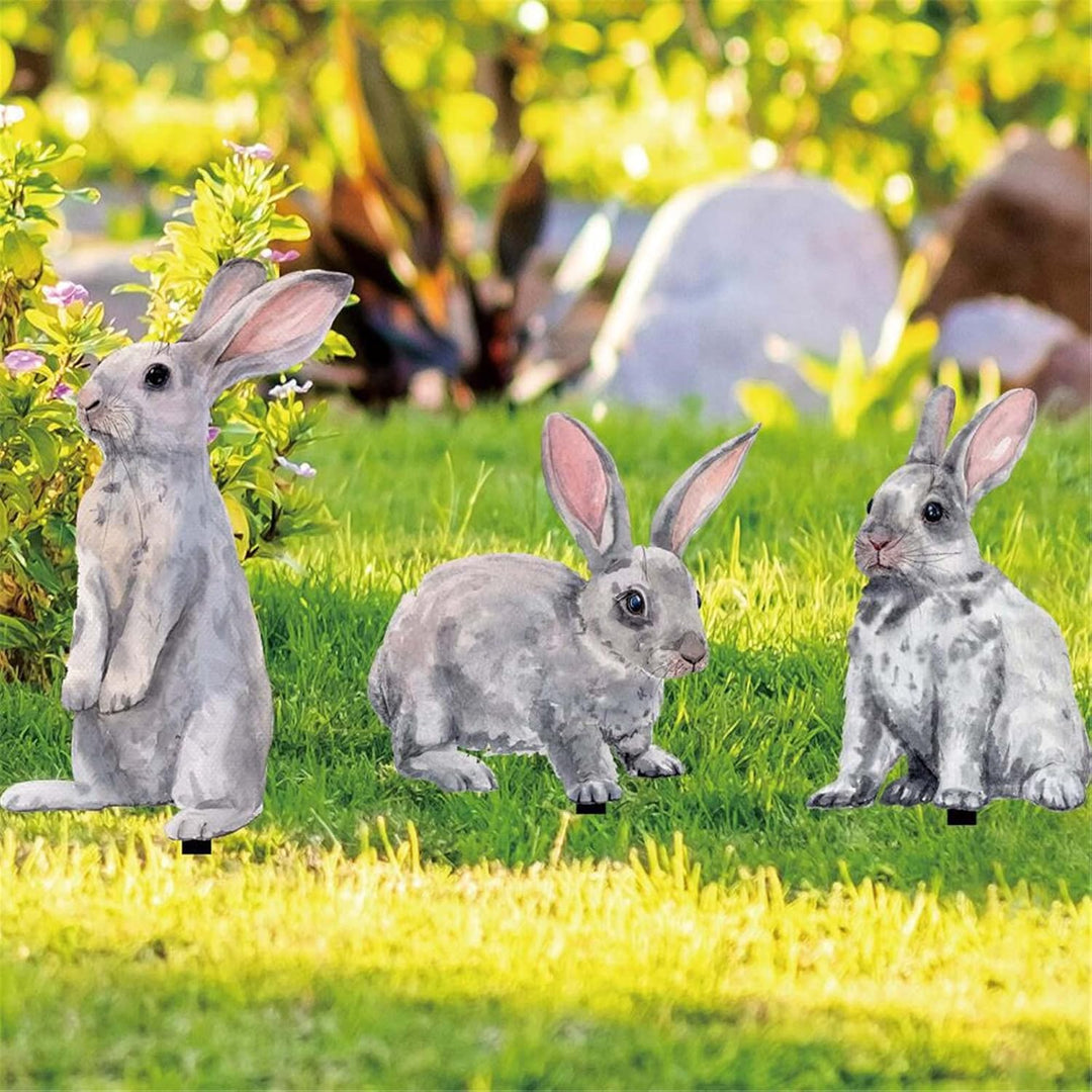 Gartenstecker Ostern Garten Hasen Deko Osterdeko für Draussen Frühling Modern Osterhase Aussen Oster