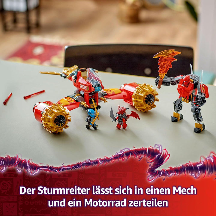 LEGO NINJAGO Kais Sturmreiter-Mech - Fliegendes Motorrad Spielzeug mit 3 Minifiguren - Mech mit bewe