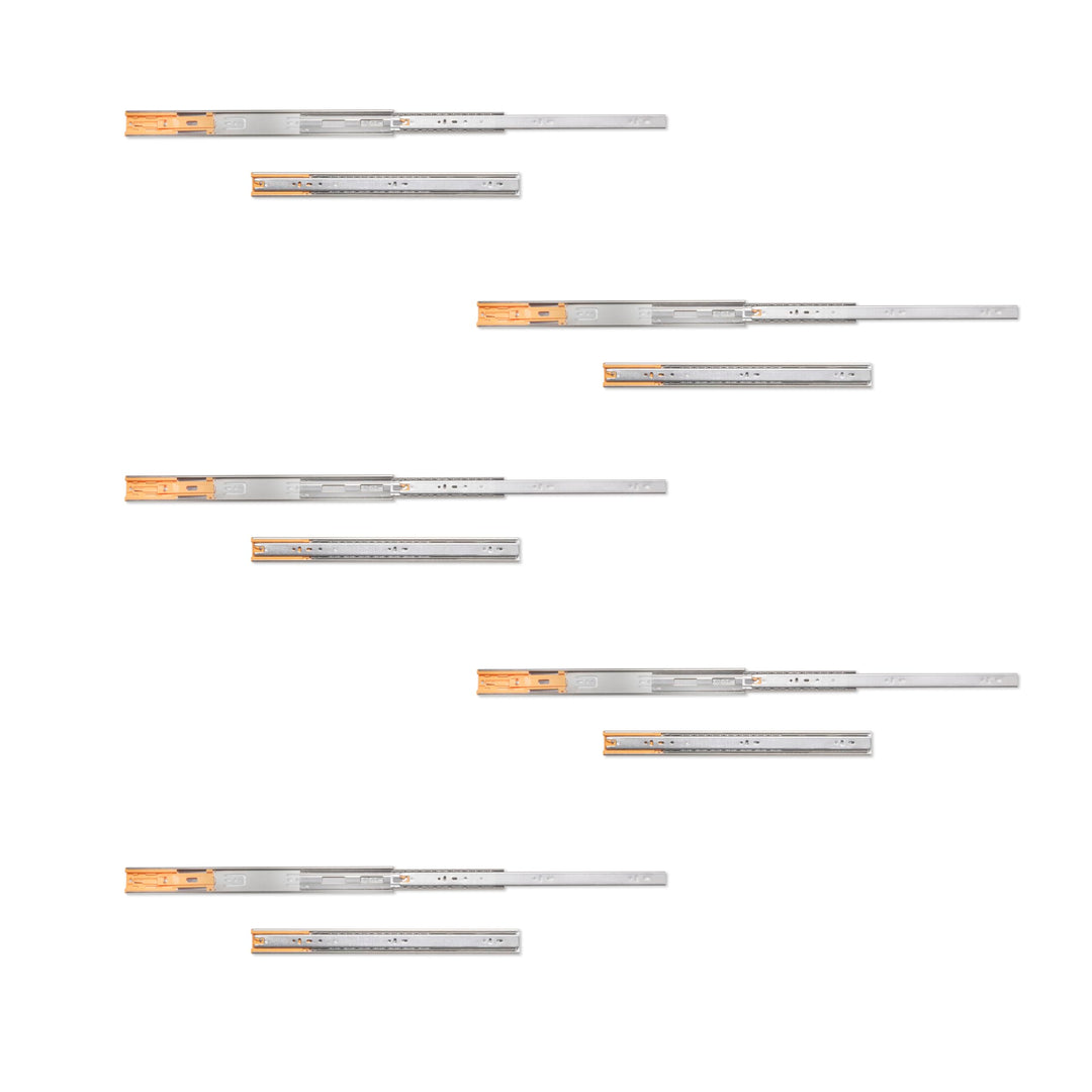 Emuca 3051305 Set Schubladenführungen, Vollauszug mit Rollen gedämpftes Scharnier 45mm x 450mm, Lot
