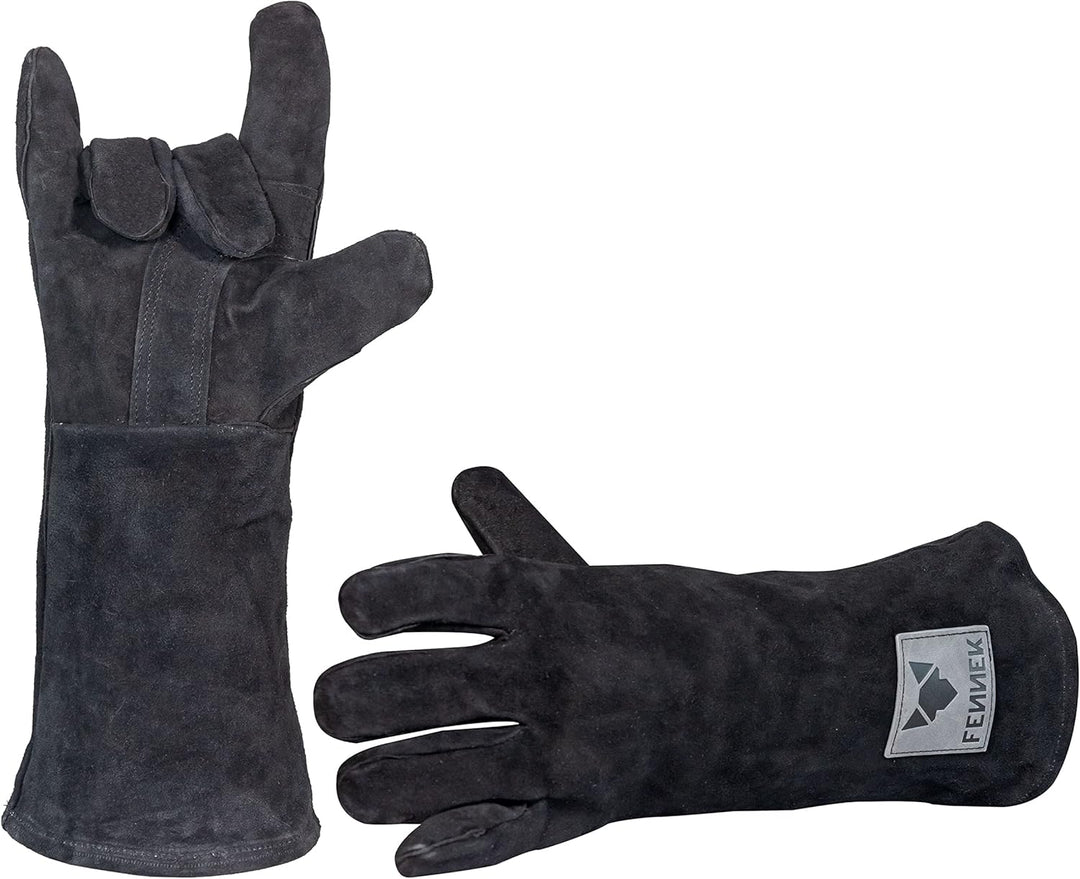 FENNEK | Premium Grillhandschuhe aus Leder | sehr hitzebeständig | 1 Paar- Einheitsgrösse, Handschuh