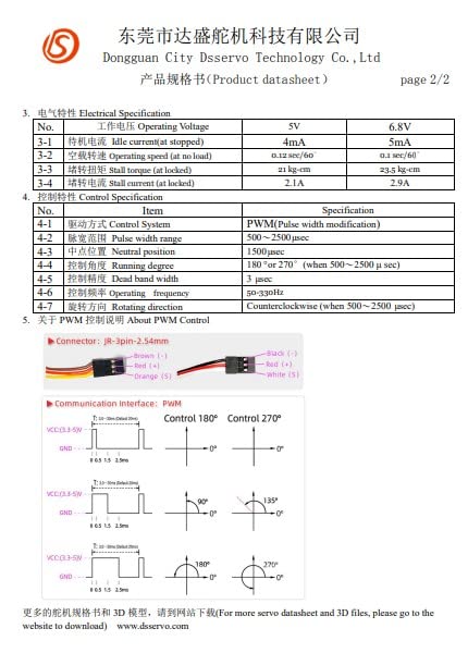 YUNIQUE DEUTSCHLAND Digitaler Servomotor DS3218 PRO 6 V 20 kg mit 25 T Nocken für Roboterwagen Model