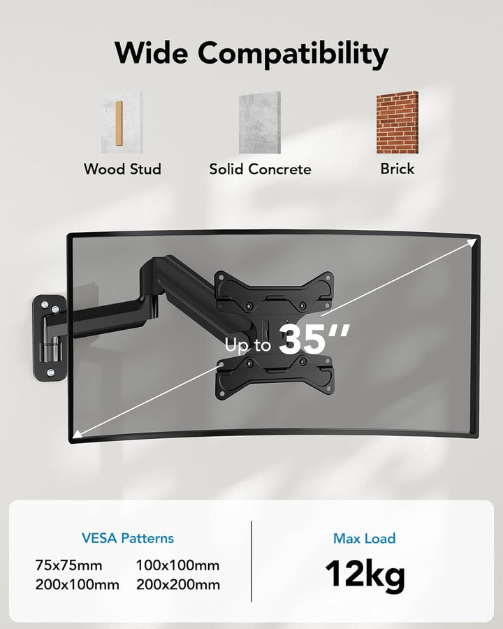 HUANUO Monitor Wandhalterung für 24-35 Zoll LED/LCD/TV Bildschirm, Monitor Halterung Wand mit VESA-E