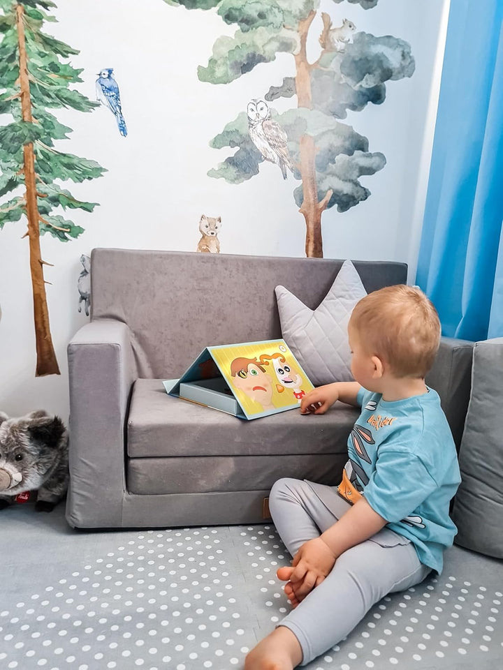Flumi Personalisierte Kindercouch Kinder Sessel Sofa Schlafsofa jugendzimmer mit Gravur KINDERNAME S