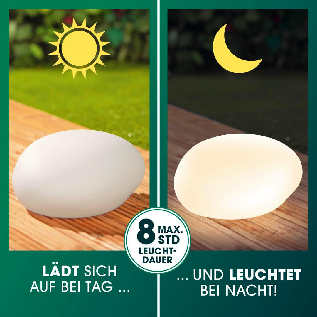 EASYmaxx Solar-Deko-Stein mit Farbwechsel | Moderne Aussen-Gartenleuchte mit Fernbedienung | Solar-K