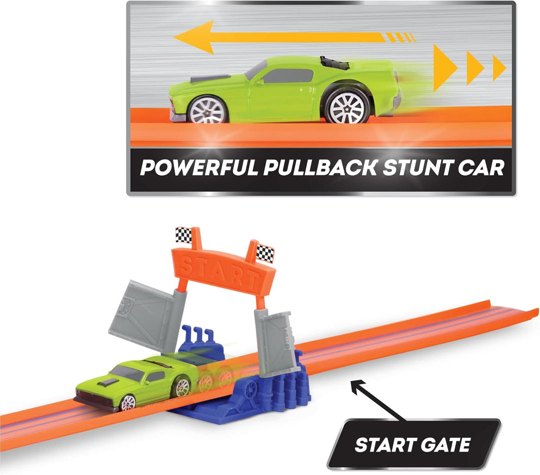 Driven Turbocharge Autorennbahn Stunt Jump Extreme – mit Rennauto, Looping, Feuerring, Bahnen, Rampe