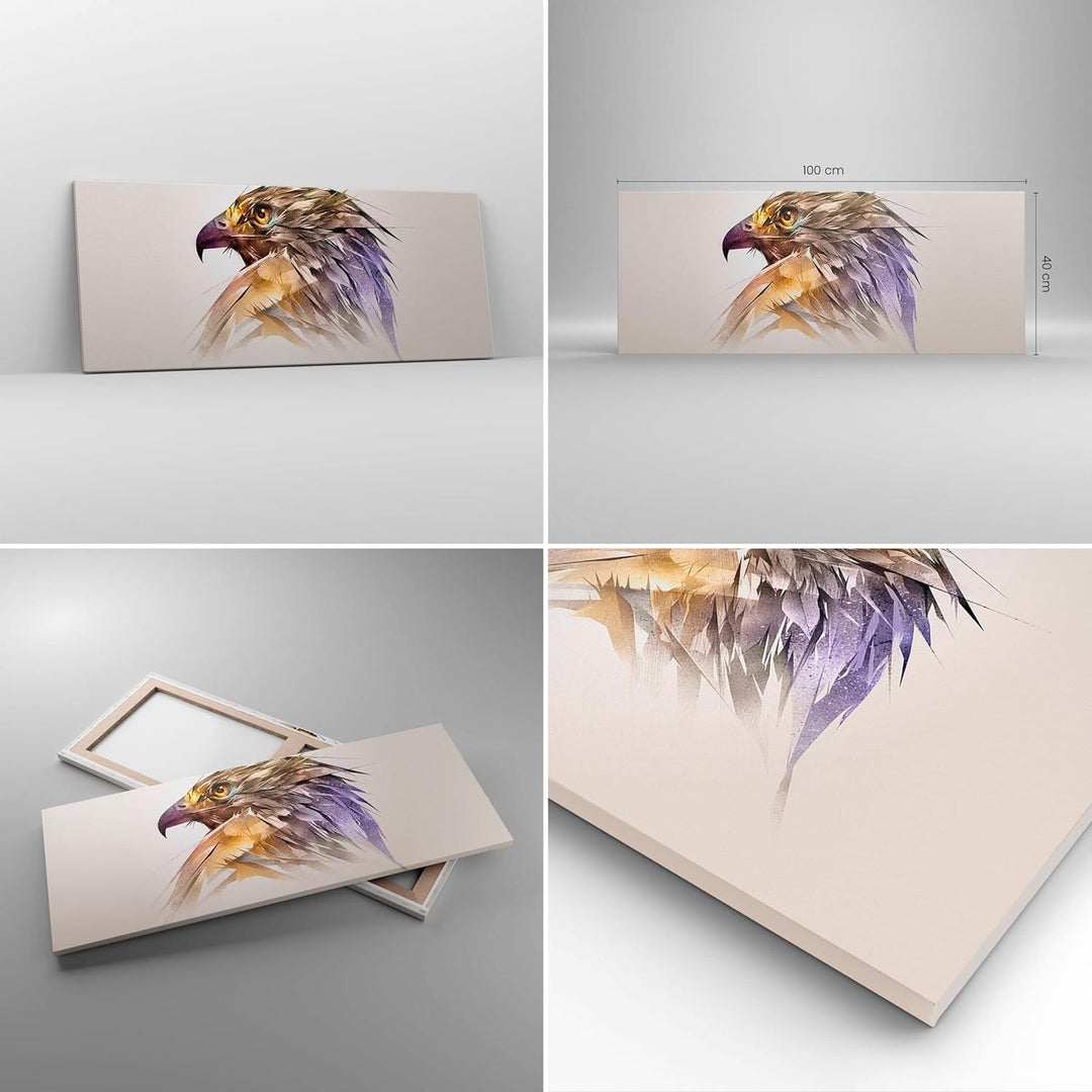 Panorama Bilder auf Leinwand 100x40cm Leinwandbild Adler Vogel Feder Gross Wanddeko Bild Schlafzimme
