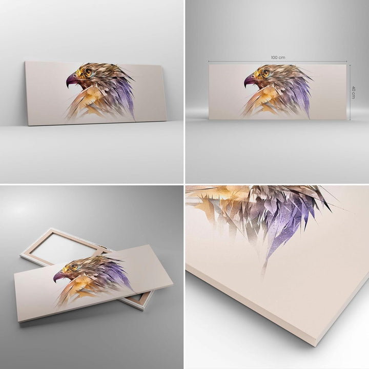 Panorama Bilder auf Leinwand 100x40cm Leinwandbild Adler Vogel Feder Gross Wanddeko Bild Schlafzimme