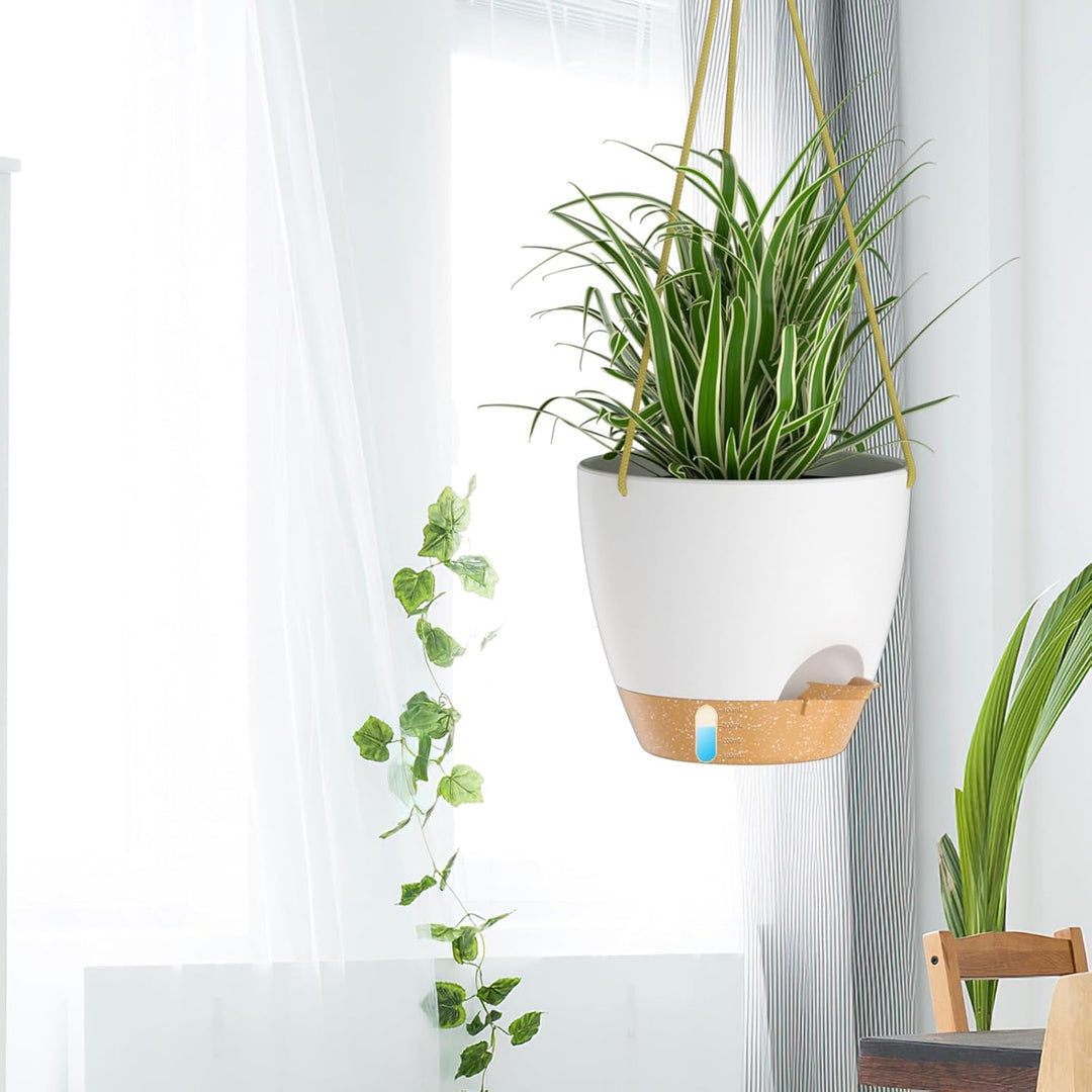ZMTECH 25cm Blumenampel Hängend Blumentopf Hängeampel Kunststoff Hängeampel für Pflanzen Für Innen A
