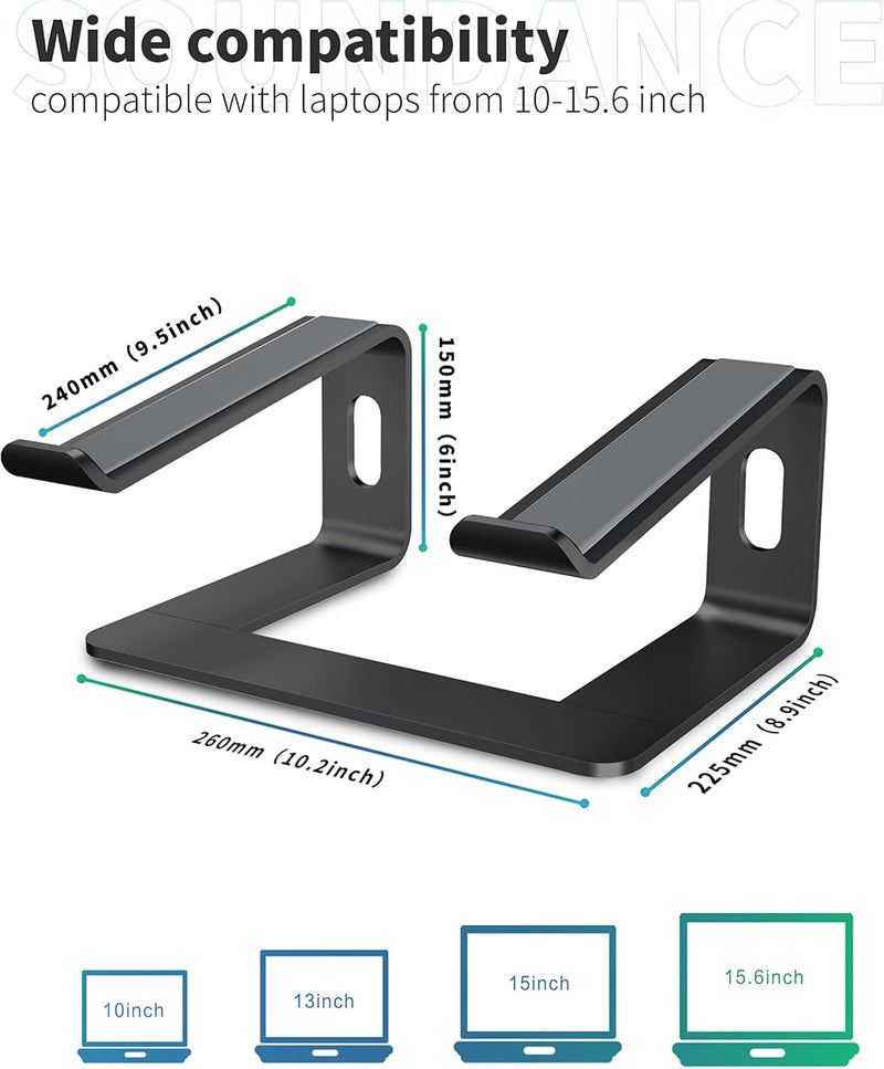 SOUNDANCE Laptop-Ständer, Aluminium-Computer-Erhöhung, ergonomischer Laptop-Ständer für den Schreibt