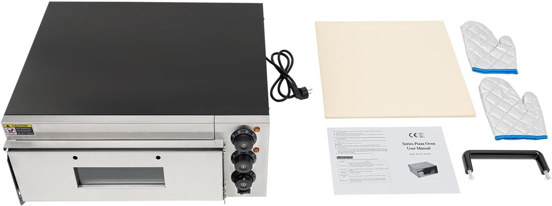 Backofen, Pizza-Ofen, 220V Pizzaofen Edelstahl Einschichtofen, 20L Pizzabackofenmit Ofenhandschuhe,