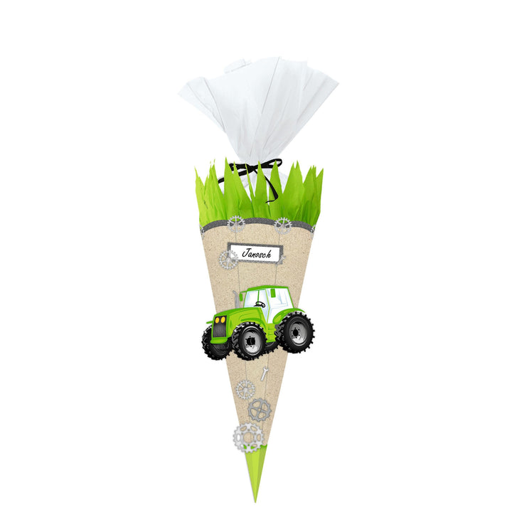 Ursus 9770003 - Schultüte Bastelset, Green & Easy, Traktor, Höhe ca. 68 cm, Durchmesser ca. 20 cm, i