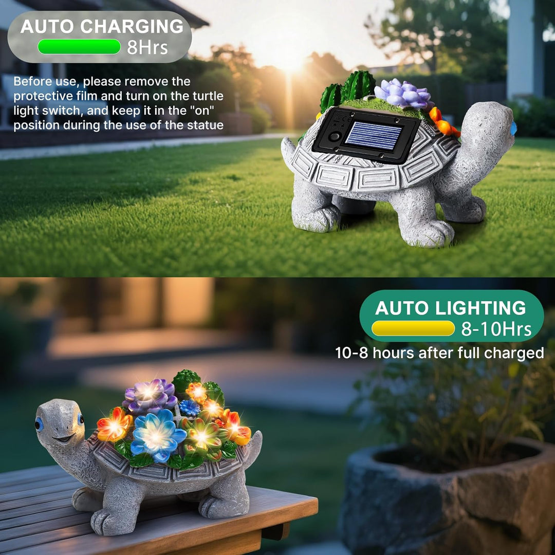 Linkax Geschenke für Frauen Mama, Solar Gartenfiguren Schildkröte Gartendeko für Draussen, mit 7 LED