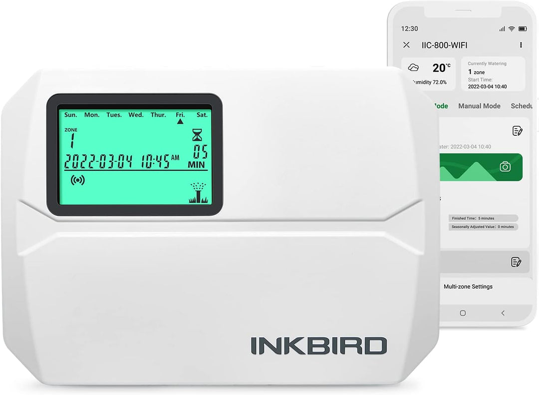 Inkbird bewässerungscomputer,IIC-800-WIFI 8 Zonen Programmiergerät Bewässerungssystem Saisonale Anpa