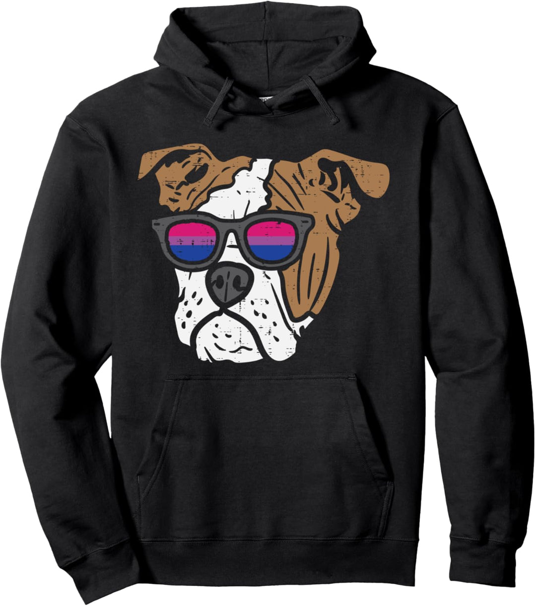 English Bulldog Dog LGBTQ Bisexual Flag Gay Pride Ally Bi Pullover Hoodie