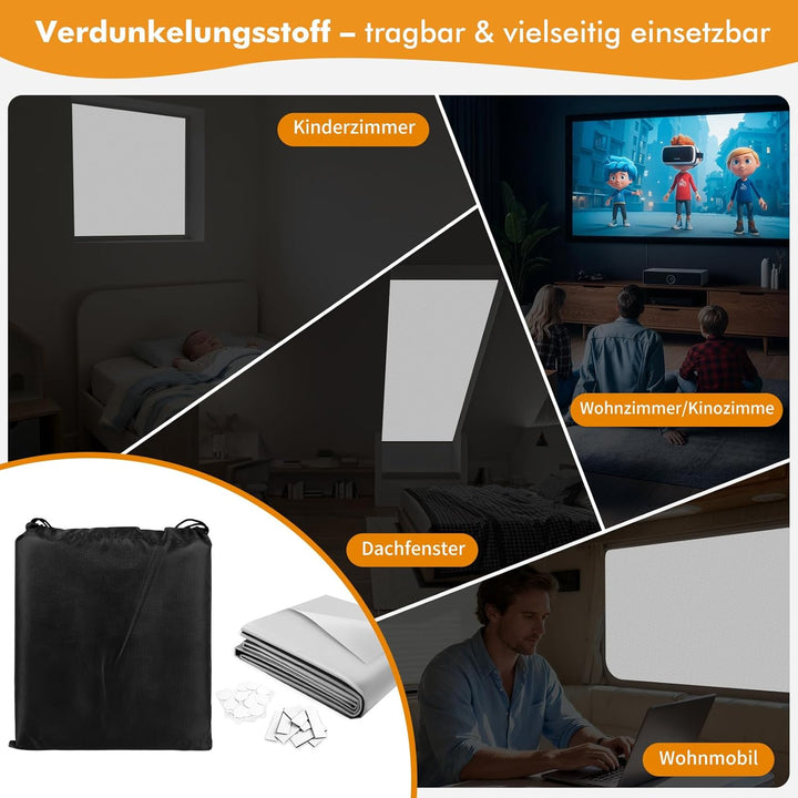 Teamkio Fenster Verdunklungsstoff, 3Mx1.45M Dachfenster Verdunkelung Sonnenschutz für Fenster und Ve