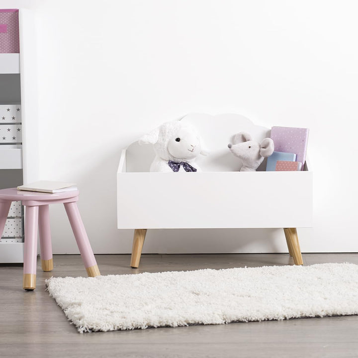 Kindertruhe Wolke weiss - Weiss - Atmosphera créateur d'intérieur L. 58 x l. 45 x H. 28 cm Weiss, L.