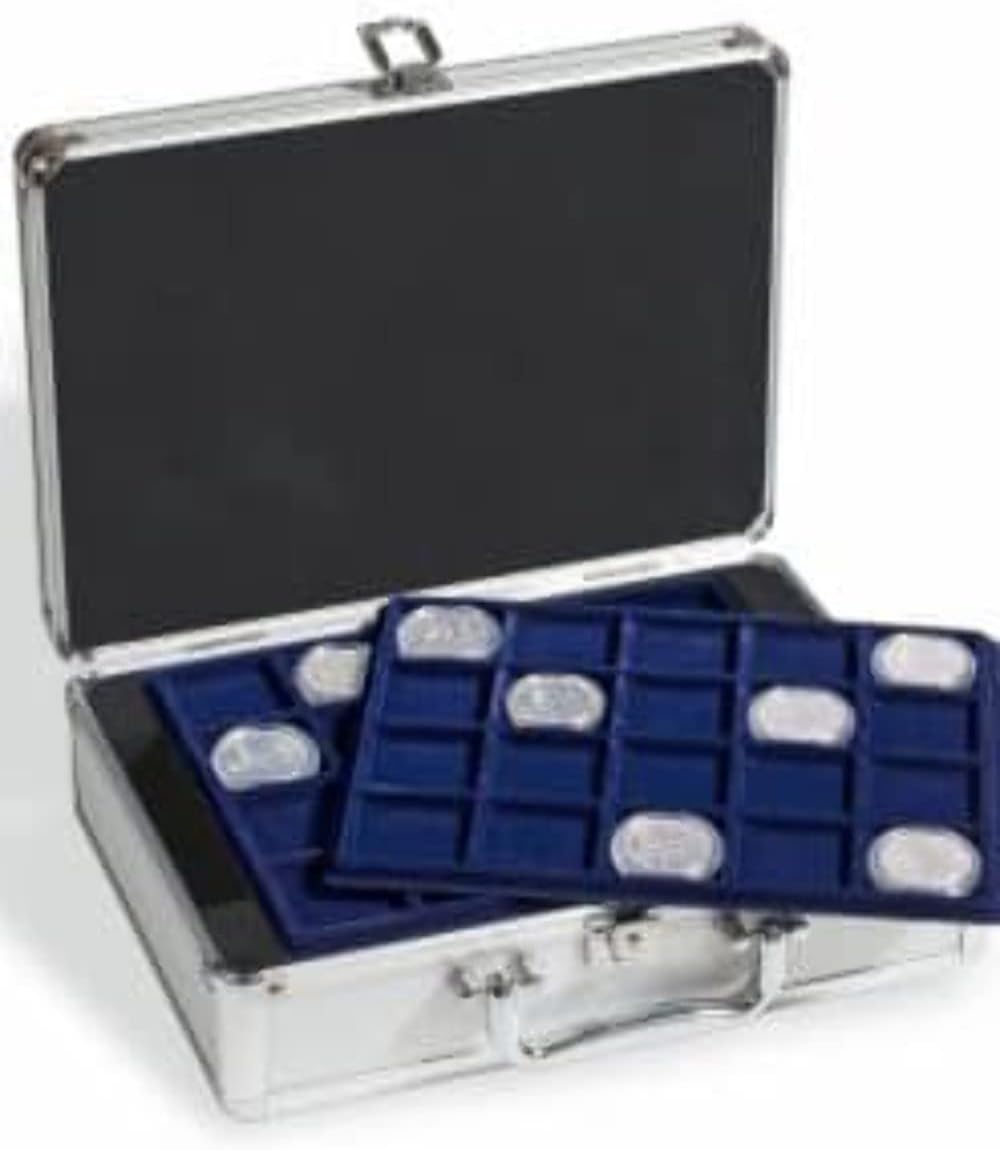 Leuchtturm 301163 Münzkoffer Cargo S 6 - Inkl 6 Tableaus für 144 Münzen bis 33 mm Ø z.B 2 Euromünzen
