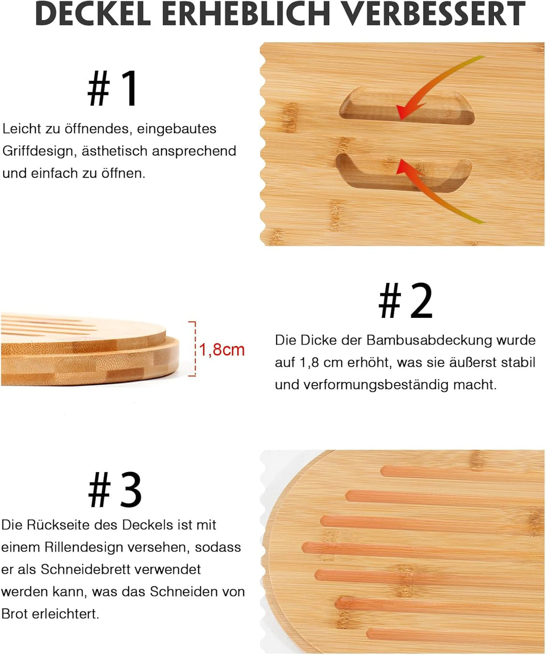 Brotkasten mit Grosser Kapazität, Hochwertige Metall Brotbox, Die Aufbewahrung für noch länger frisc