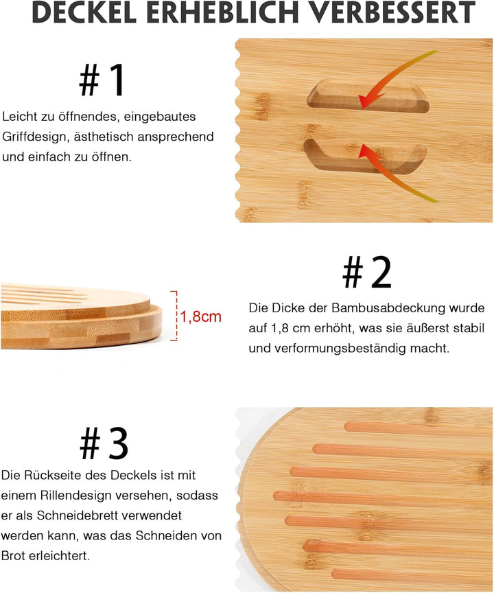 Brotkasten mit Grosser Kapazität, Hochwertige Metall Brotbox, Die Aufbewahrung für noch länger frisc